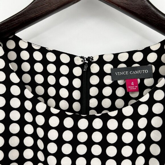 Vince Camuto Black & White Polka Dot Sleeveless Dress Size 4 - Picture 4 of 5